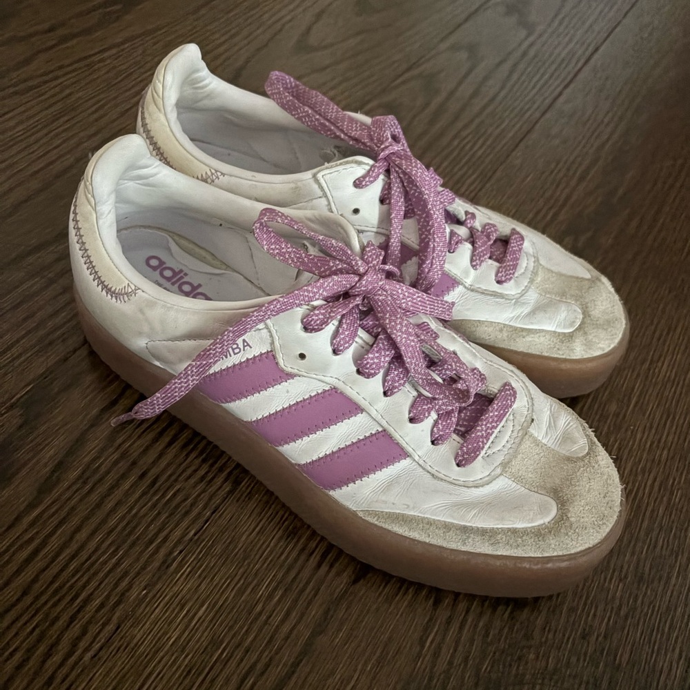 Adidas Women's Samba Sneakers - White and Purple Size 8